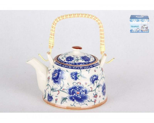 Заварочный чайник 2548 КОРАЛЛ керам. 0,9л бел-син.