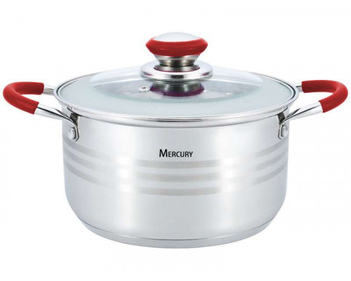 Кастрюля MC-6309 Mercury 6,1л нерж. ст. инд. с крыш. силикон. ручк. хром-м