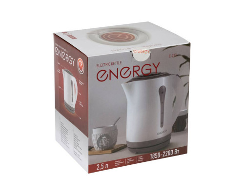 Чайник электрический Energy E-213 белый пластик диск 2,5 л 2200 Вт