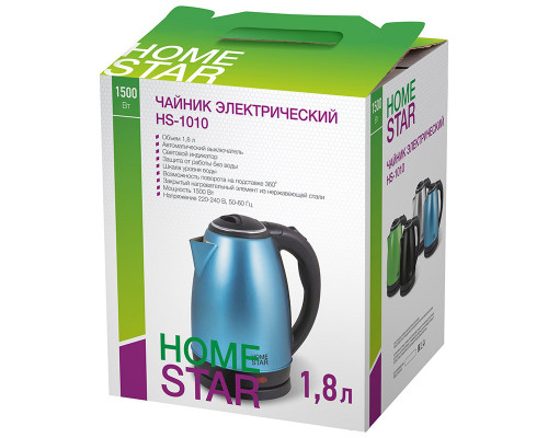 Чайник электрический Homestar HS-1010 003015 1,8л нерж. сталь 1500Вт зелёный