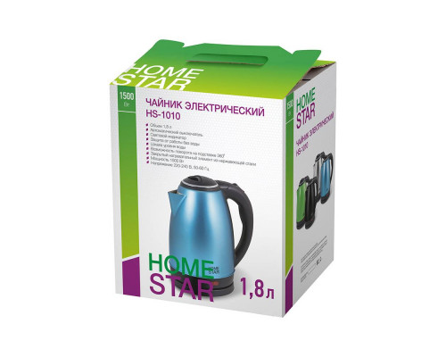 Чайник электрический Homestar HS-1010 003015 1,8л нерж. сталь 1500Вт зелёный