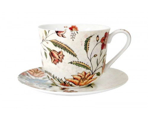 Чайная пара B0940-A06952 КОРАЛЛ "Butterfly Flora" Jumbo 370мл. 2пр. подар. упак. фарфор