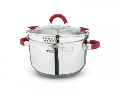 Кастрюля KL-4271-24 Kelli 6л нерж. ст. инд. с крыш. хром-г