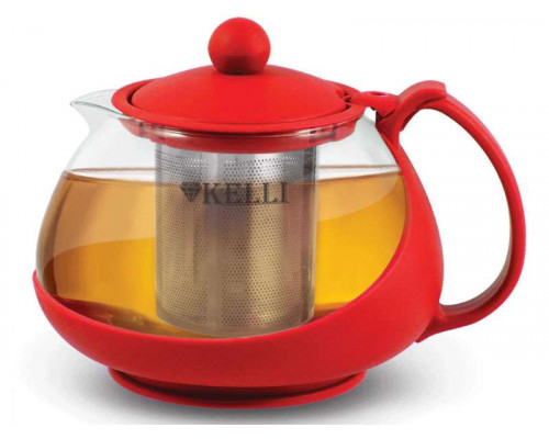Заварочный чайник KL-3083 Kelli стекло 0,75л красн.