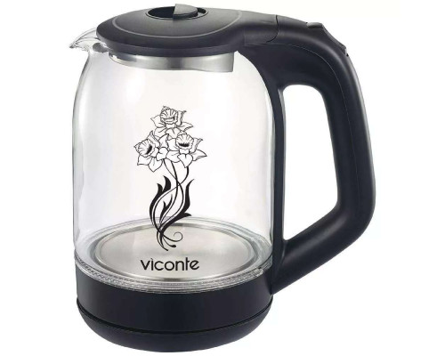 Чайник электрический Viconte VC-3250 черный стекло диск 1,8 л 2200 Вт