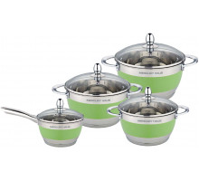 Посуда набор MC-7015 Mercury 8пр. 3кастр. +сотейн. инд. нерж. ст.