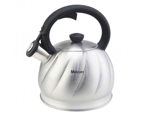 Чайник MERCURY MC-6589 3,5л металл хром свисток серебристый
