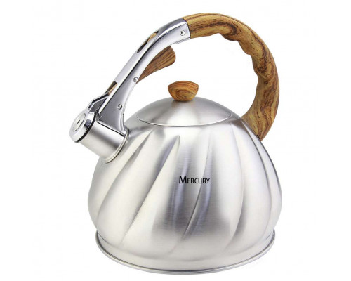 Чайник MERCURY MC-6590 3,5л металл хром свисток серебристый