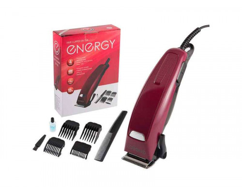 Машинка для стрижки волос Energy EN-708 004704 4 насад. от сети пластик/металл красный