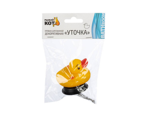Пробка для ванной (970058) Рыжий кот "Уточка" полипропилен черн.
