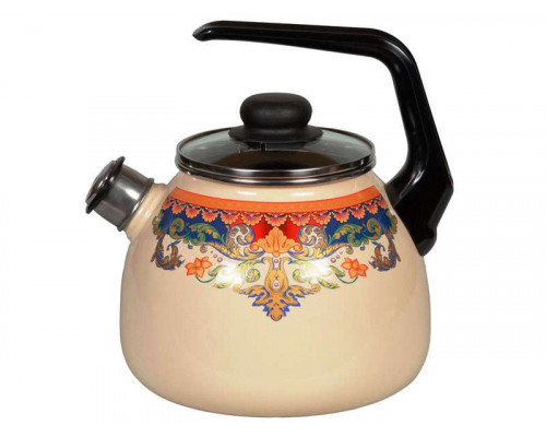 Чайник VITROSS Ornamento 1RC12 3л сталь эмаль свисток бежевый с рисунком
