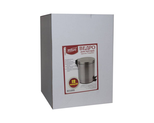 Ведро для мусора DBM-01-12(310431) Рыжий кот 12л кругл. с крыш. педал. нерж.ст. матовый