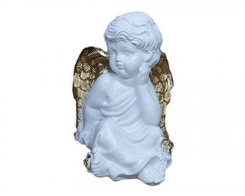 Статуэтка "Ангел малый с розой" 0115 20см керам. бел.