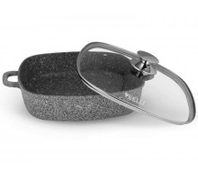 Сотейник KL-4002-28 Kelli d-28см (Eco Friendly) алюм. мрам. покр. с крыш. сер.