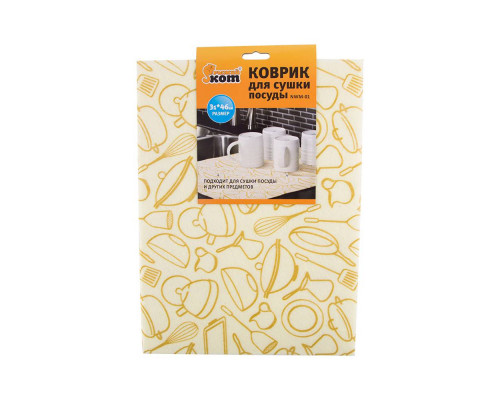 Коврик для сушки посуды Рыжий кот NWM-01 003961 31x46см микрофибра/поролон разноцвет.