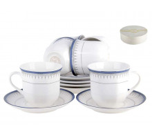 Чайный сервиз КОРАЛЛ Индиго NBJ12-G11 12пр. 0,2л керамика белый с декор
