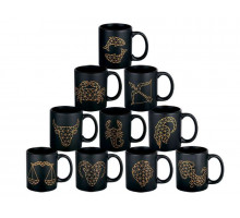 Кружка КОРАЛЛ "Зодиаки" CMZ12, 0,34 л, керам., черн.