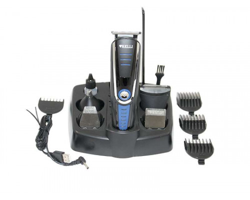 Набор для стрижки KELLI KL-7007 5 насад. аккумулятор пластик/металл чёрный