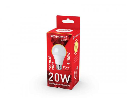 Лампа светодиод. ЭКОНОМКА Eco_LED20wA60230vE2730 20Вт стекло тепл. св.