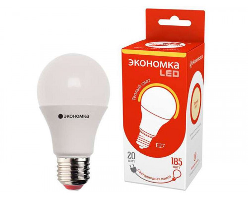 Лампа светодиод. ЭКОНОМКА Eco_LED20wA60230vE2730 20Вт стекло тепл. св.