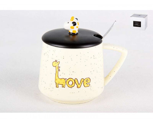 Кружка с крыш. и ложк. 3274 КОРАЛЛ "LOVE" 0,3л керам.