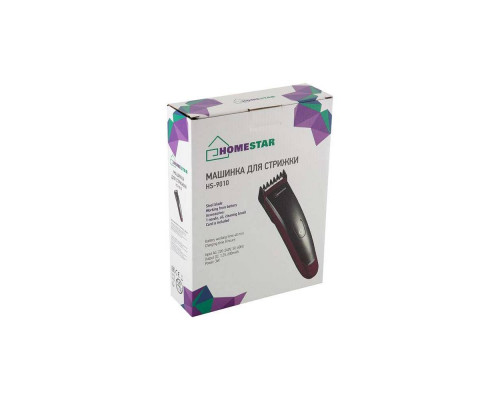 Машинка для стрижки волос Homestar HS-9010 005835 1 насад. аккумулятор пластик/нерж сталь красный/чё