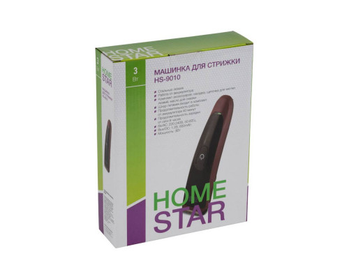 Машинка для стрижки волос Homestar HS-9010 005835 1 насад. аккумулятор пластик/нерж сталь красный/чё