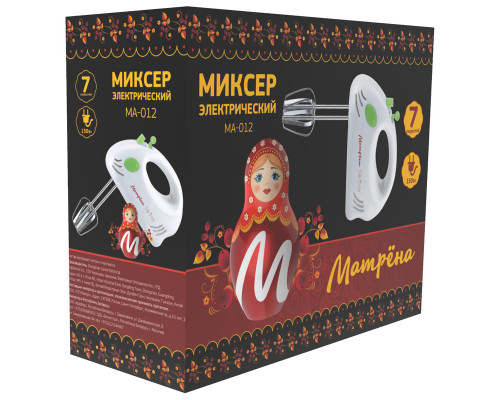 Миксер погружной МА-012(005494) МАТРЁНА 150Вт электр. 7скор. пластик бел-зел.