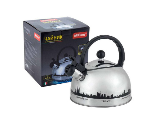 Чайник Mallony MAL-CITY-01 985609 2,8л нерж сталь свисток серебристый