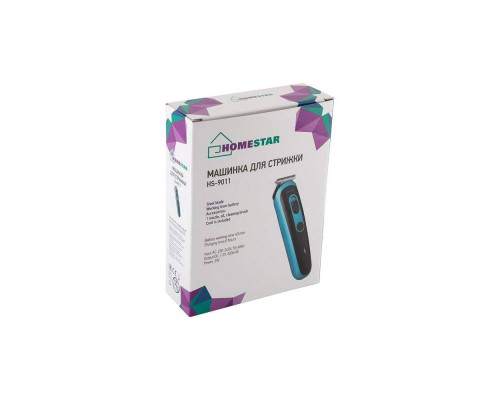 Машинка для стрижки волос Homestar HS-9011 005843 4 насад. аккумулятор пластик/нерж сталь чёрный/гол