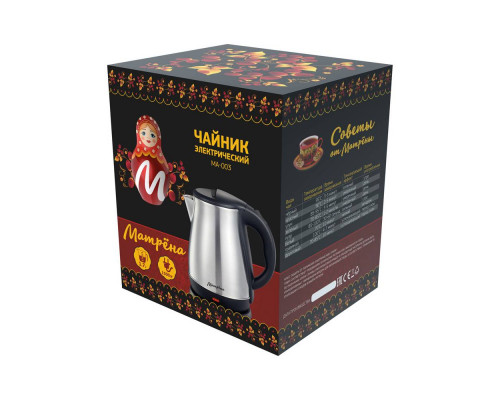 Чайник электрический МАТРЁНА МА-003 серебристый нерж.ст. диск 1,7 л 1500 Вт