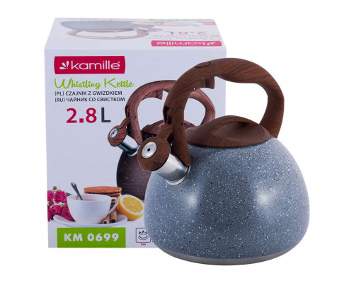Чайник Kamille 0699 2,8л сталь свисток тёмно-серый