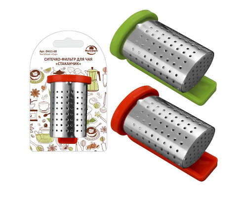 Ситечко для заваривания чая DH11-68 "Стаканчик" 12х13х3,8см. 6шт/уп. нерж. ст.
