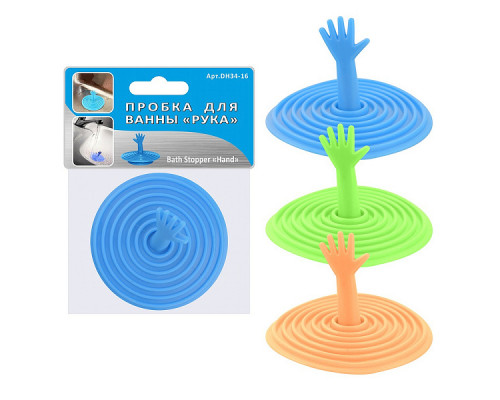 Пробка для ванной DH34-16 "Рука" 11,5х5х15см. резин.