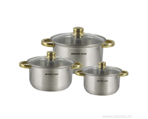 Кастрюли набор MC-7082 Mercury 6пр. 2,8/3,5/4,9л. с крышк. нерж. ст.