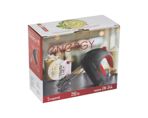 Миксер ручной Energy EN-244 007154 250Вт 5 скор. пластик чёрн.-красный