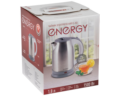 Чайник электрический Energy E-202 серый нерж.ст. диск 1,8 л 1500 Вт