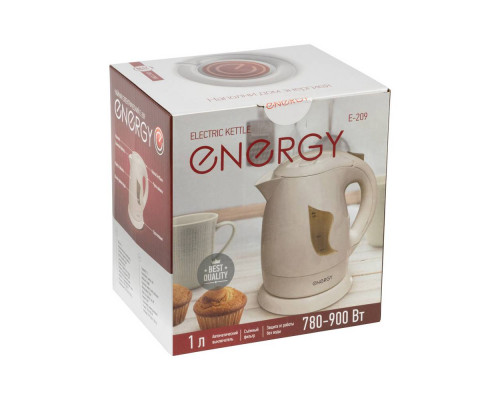 Чайник электрический Energy E-209 153111 1л пластик 900Вт бежевый