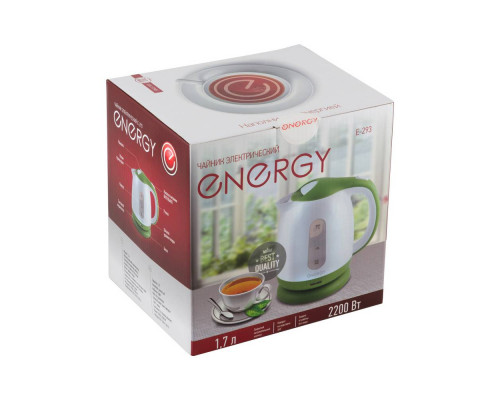 Чайник электрический Energy E-293 005211 1,7л пластик 2200Вт бел-зел.