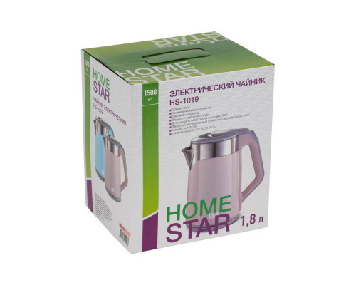 Чайник электрический Homestar HS-1019 розовый нерж.ст. диск 1,8 л 1500 Вт