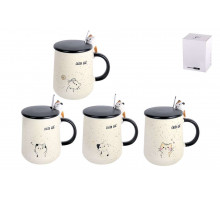 Кружка КОРАЛЛ KR695 "Милый кот", 0,42 л, стекло