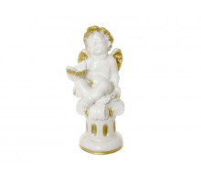 Статуэтка "Ангел с чашей на колонне" 0178 49см керам. бел.