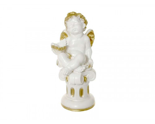 Статуэтка "Ангел с чашей на колонне" 0178 49см керам. бел.