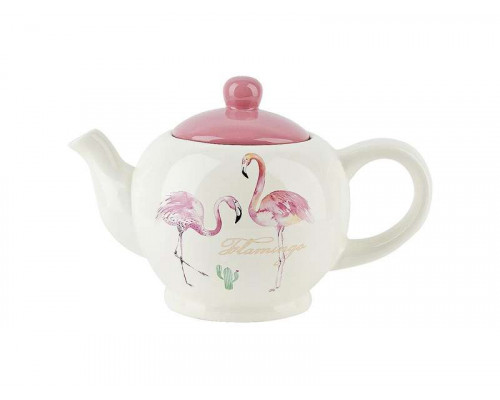 Заварочный чайник 2520738 подар. упак. керам. 0,98л бел. "Фламинго"