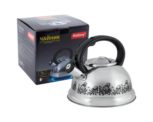 Чайник Mallony MAL-0417A 002102 3л нерж сталь инд. свисток ручка пластик серебристый