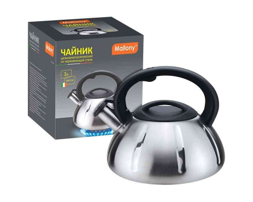 Чайник Mallony MAL-066 910086 3л сталь хром свисток серебристый