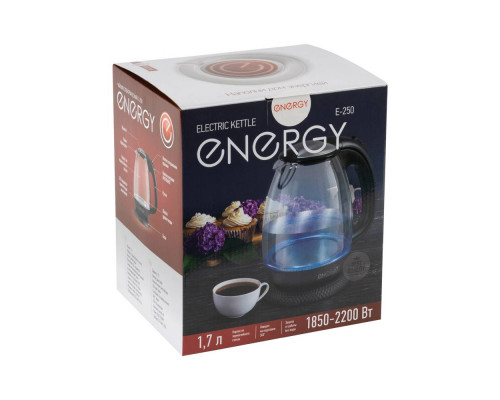 Чайник электрический Energy E-250 007122 1,7л стекло 2200Вт черный