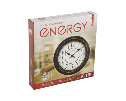 Часы настен. EC-118(009492) Energy d-27. 9см кругл.