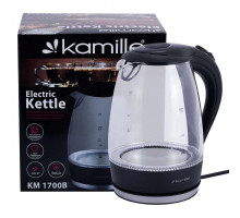 Чайник электрический Kamille KM-1700B черный стекло диск 1,7 л 2200 Вт