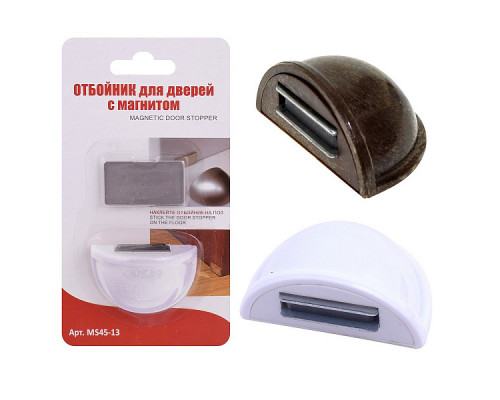 Отбойник д/дверей MS45-13 с магнитом 12шт/уп. пластик бел.